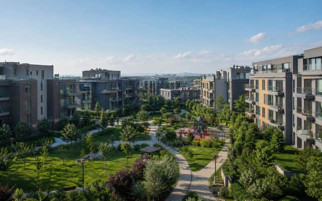 Temsili modern konut sitesi dış cephe görünümü