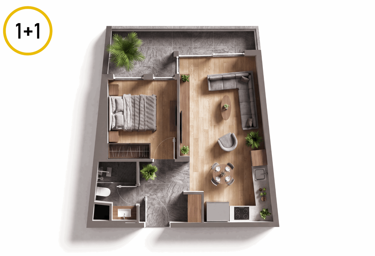 Silva Mare 1+1 52 m² daire planı