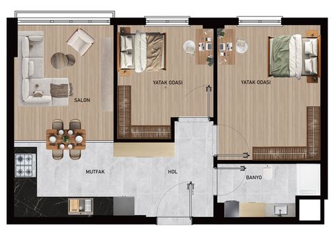 TODAY Yeni Yaşamkent – 2+1 daire planı | Konutkent Gayrimenkul
