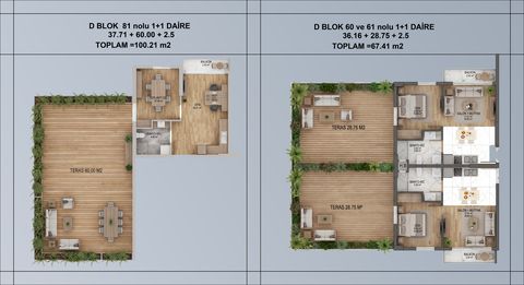 TODAY Yeni Yaşamkent – 1+1 teraslı daire planları (D blok) | Konutkent Gayrimenkul