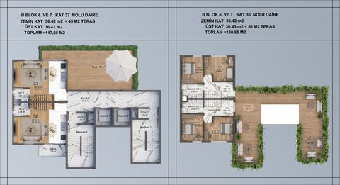 TODAY Yeni Yaşamkent – 2+1 dubleks teraslı daire planları (B blok 6–7. kat) | Konutkent Gayrimenkul