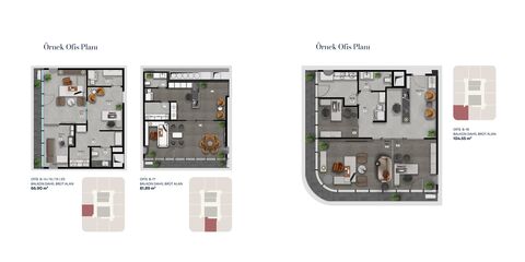 Vantage Office – 66,90 / 81,89 / 104,55 m² örnek ofis planları | Konutkent Gayrimenkul